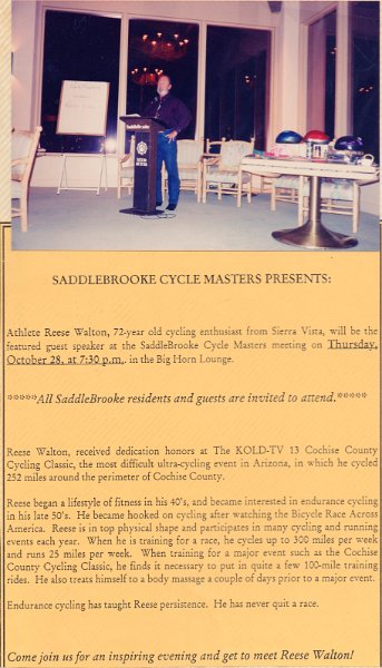 Social - Oct 1993 - Reese Walton 72 year old cyclist from Sierra Vista - 1